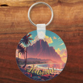  stijl Hawaiian Travel Honolulu Mid-Pacific Sleutelhanger (Voorkant)