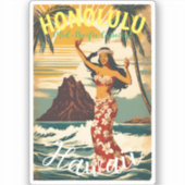  stijl Hawaiian Travel Honolulu Mid-Pacific Sticker (Voorkant)