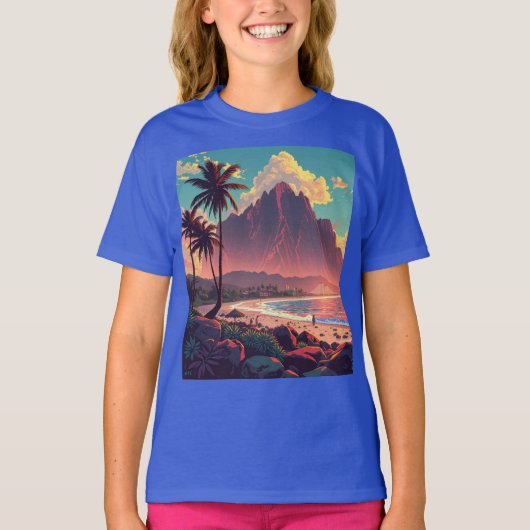 stijl Hawaiian Travel Honolulu Mid-Pacific T-shirt (Voorkant)