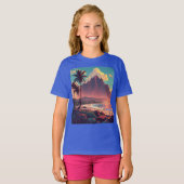 stijl Hawaiian Travel Honolulu Mid-Pacific T-shirt (Voorkant volledig)