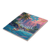  stijl Hawaiian Travel Honolulu Mid-Pacific Tegeltje (Zijkant)