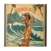  stijl Hawaiian Travel Honolulu Mid-Pacific Tegeltje (Voorkant)