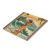  stijl Hawaiian Travel Honolulu Mid-Pacific Tegeltje (Zijkant)