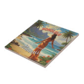  stijl Hawaiian Travel Honolulu Mid-Pacific Tegeltje (Zijkant)