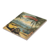  stijl Hawaiian Travel Honolulu Mid-Pacific Tegeltje (Zijkant)