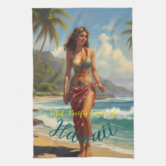 stijl Hawaiian Travel Honolulu Mid-Pacific Theedoek (Verticaal)