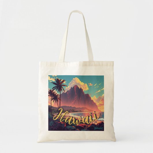  stijl Hawaiian Travel Honolulu Mid-Pacific Tote Bag (Voorkant)