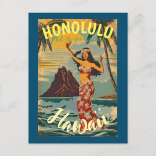  stijl Hawaiian Travel Honolulu Mid-Pacific Uitnodiging Briefkaart