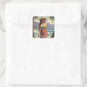  stijl Hawaiian Travel Honolulu Mid-Pacific Vierkante Sticker (Tas)