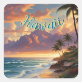  stijl Hawaiian Travel Honolulu Mid-Pacific Vierkante Sticker (Voorkant)
