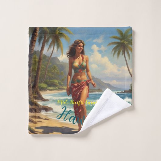  stijl Hawaiian Travel Honolulu Mid-Pacific Washandje (Wasdoekje)