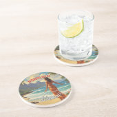  stijl Hawaiian Travel Honolulu Mid-Pacific Zandsteen Onderzetter (Zijkant)