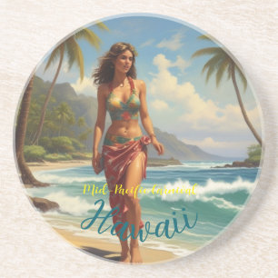  stijl Hawaiian Travel Honolulu Mid-Pacific Zandsteen Onderzetter