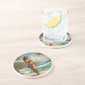  stijl Hawaiian Travel Honolulu Mid-Pacific Zandsteen Onderzetter (Zijkant)