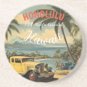 stijl Hawaiian Travel Honolulu Mid-Pacific Zandsteen Onderzetter