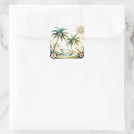  stijl Hawaiian Travel Honolulu Vierkante Sticker (Tas)