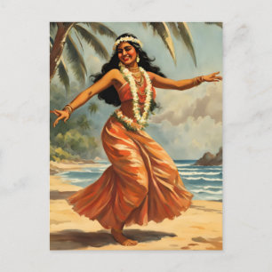 stijl Hawaiian Travel Hula Meisje Dansen Briefkaart