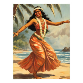 stijl Hawaiian Travel Hula Meisje Dansen Foto Afdruk