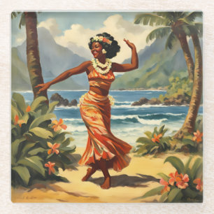 stijl Hawaiian Travel Hula Meisje Dansen Glazen Onderzetter