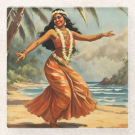 stijl Hawaiian Travel Hula Meisje Dansen Glazen Onderzetter