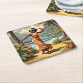  stijl Hawaiian Travel Hula Meisje Dansen Kartonnen Onderzetters (Schuin)