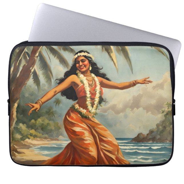  stijl Hawaiian Travel Hula Meisje Dansen Laptop Sleeve (Voorkant)