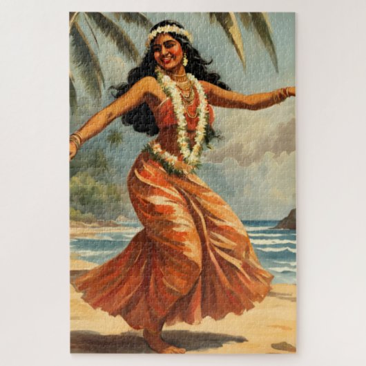 stijl Hawaiian Travel Hula Meisje Dansen Legpuzzel (Verticaal)