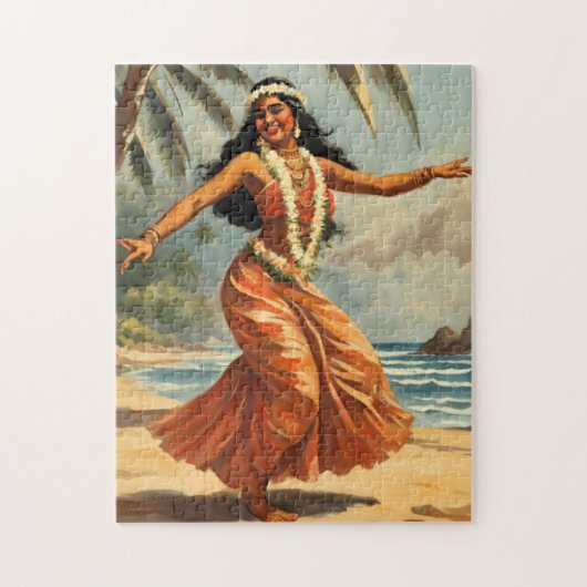  stijl Hawaiian Travel Hula Meisje Dansen Legpuzzel (Verticaal)