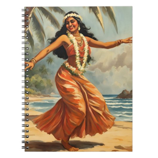 stijl Hawaiian Travel Hula Meisje Dansen Notitieboek (Voorkant)