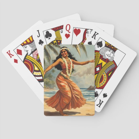  stijl Hawaiian Travel Hula Meisje Dansen Pokerkaarten (Achterkant)