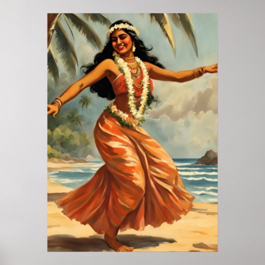  stijl Hawaiian Travel Hula Meisje Dansen Poster (Voorkant)
