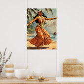  stijl Hawaiian Travel Hula Meisje Dansen Poster (Keuken)