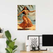  stijl Hawaiian Travel Hula Meisje Dansen Poster (Thuiskantoor)