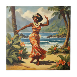  stijl Hawaiian Travel Hula Meisje Dansen Tegeltje