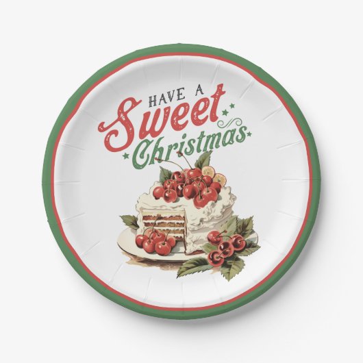  stijl hebben een zoete kersttaart papieren bordje (Voorkant)