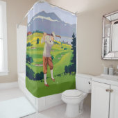  stijl Highlands Golfscène Douchegordijn (In situ)
