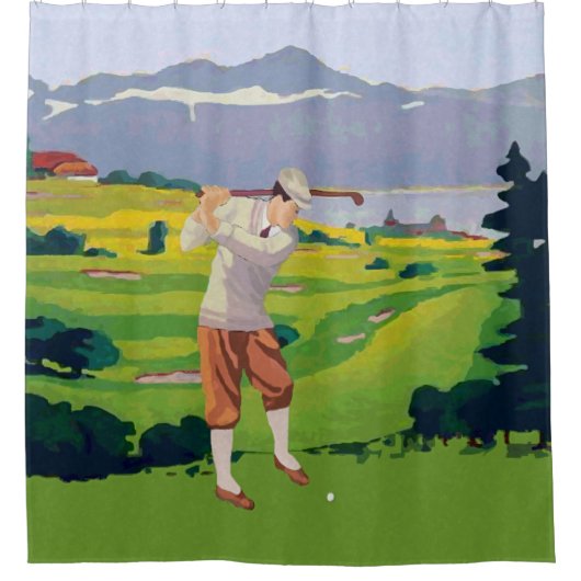  stijl Highlands Golfscène Douchegordijn (Voorkant)