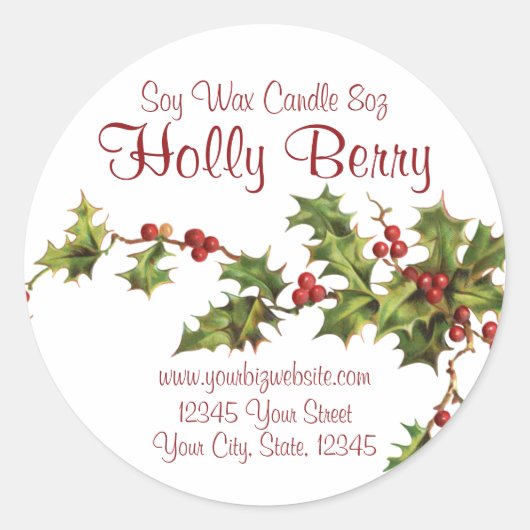  stijl Holly Berry kerstkaarslabel Ronde Sticker (Voorkant)
