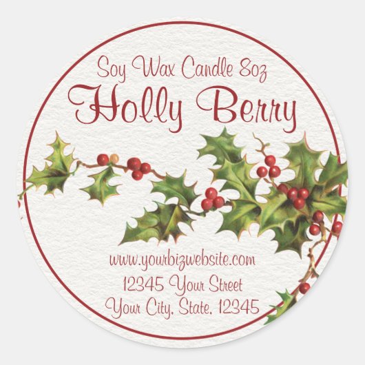  stijl Holly Berry kerstkaarslabel Ronde Sticker (Voorkant)