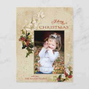  stijl Holly Merry Christmas Foto Briefkaart