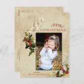 stijl Holly Merry Christmas Foto Briefkaart (Voorkant / Achterkant)