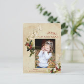  stijl Holly Merry Christmas Foto Briefkaart (Staand voorkant)