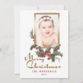 stijl Holly | Vrolijk kerstfeest | Foto Feestdagenkaart (Voorkant)