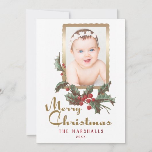  stijl Holly | Vrolijk kerstfeest | Foto Feestdagenkaart (Voorkant)