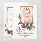  stijl Holly | Vrolijk kerstfeest | Foto Feestdagenkaart (Voorkant / Achterkant)