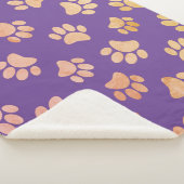 stijl hondenpootjes afdrukken Paarse Sherpa Deken (3/4)