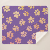 stijl hondenpootjes afdrukken Paarse Sherpa Deken (Voorkant (horizontaal))