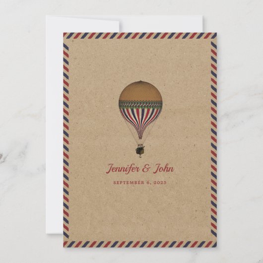  stijl hotline ballonbestemming bruiloft kaart (Achterkant)