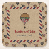  stijl hotline ballonbestemming bruiloft kartonnen onderzetters (Voorkant)