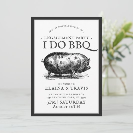  stijl | I Do BBQ  | Engagement Party Kaart (Staand voorkant)